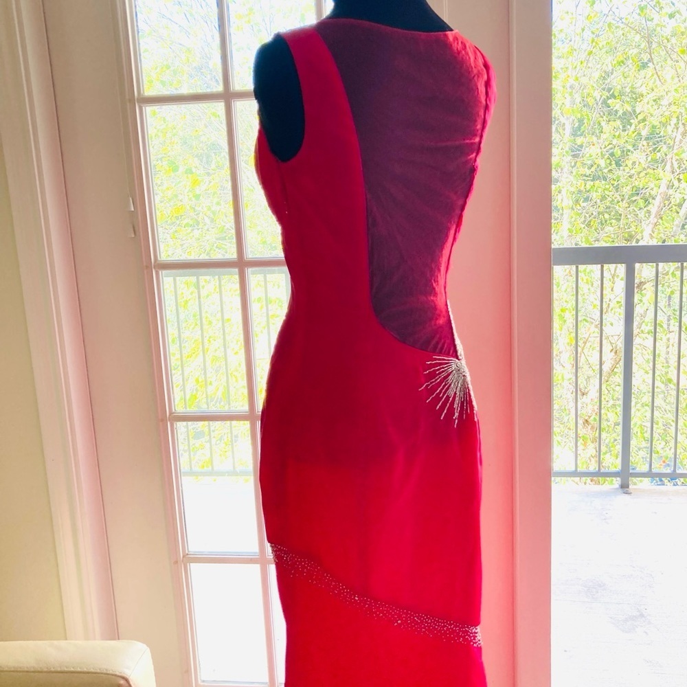 Bella Formals by Venus Red Beaded Mermaid Dress Size 2, Prom, evening gown